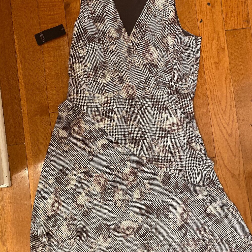 Rachel Roy Giles Floral Asymmettrical hem Houndstooth Dress Sz 10 NWT